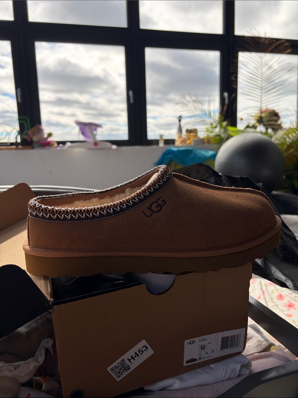 UGG Chestnut Slip-On Suede Clog with Stitch Trim